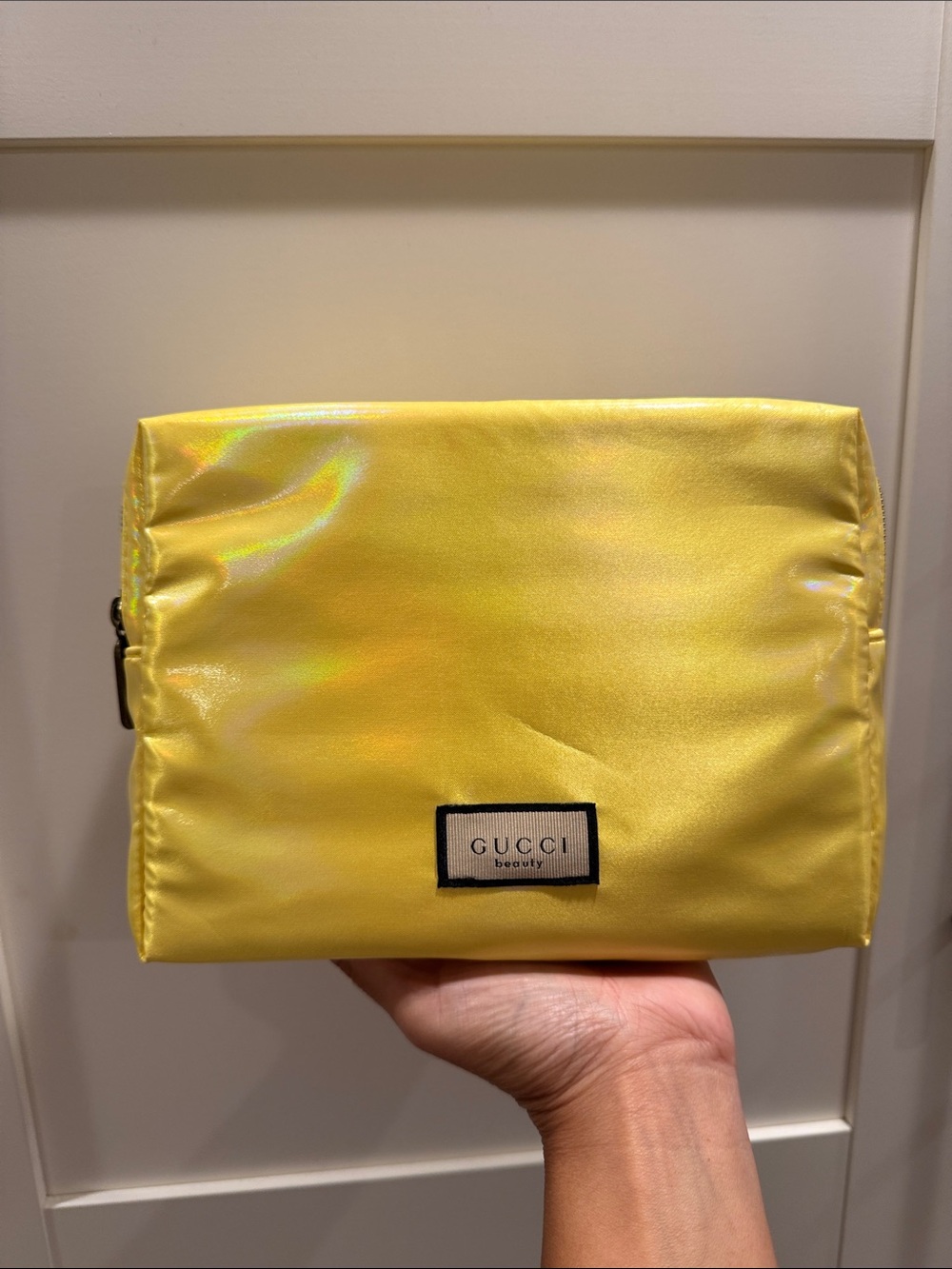 Gucci Yellow Metallic Cosmetic Pouch